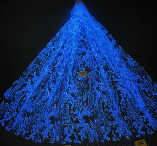 LC3603 Moonlight Floral Glitter Tulle Fabric