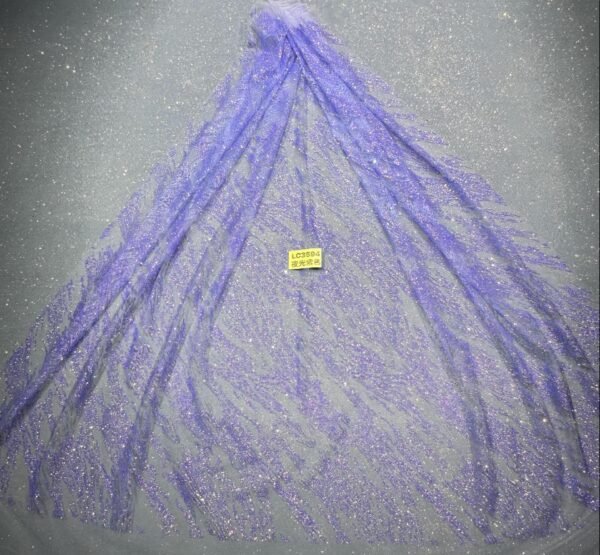 LC3594 Moonlight Floral Glitter Tulle Fabric