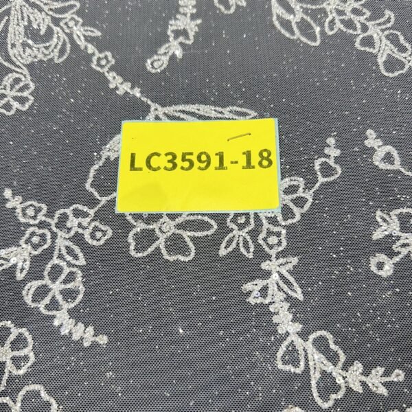 LC3591-18 Pure Silver Bridal Glitter Lace
