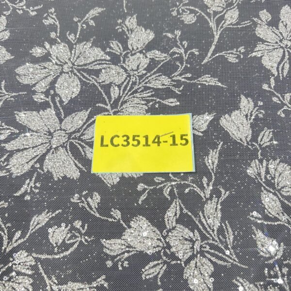 LC3514-15 Pure Silver Bridal Glitter Lace