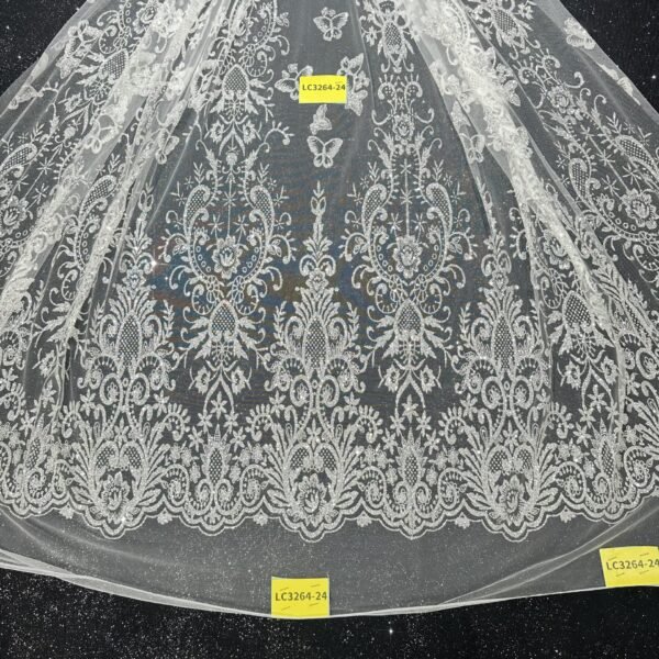 LC3264-24 Pure Silver Bridal Glitter Lace