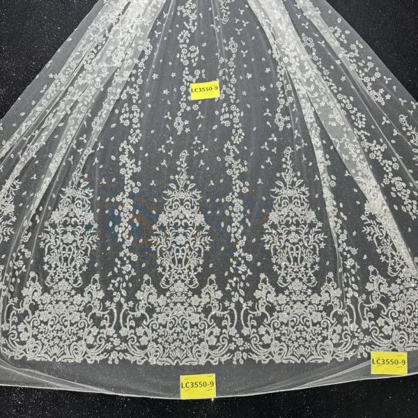 LC3550-9 Pure Silver Bridal Glitter Lace