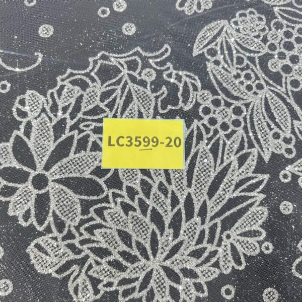 LC3599-20 Pure Silver Bridal Glitter Lace