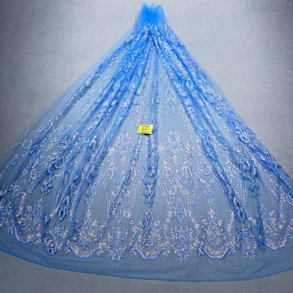 LC7672 Custom 3D Embellished Tulle Fabric