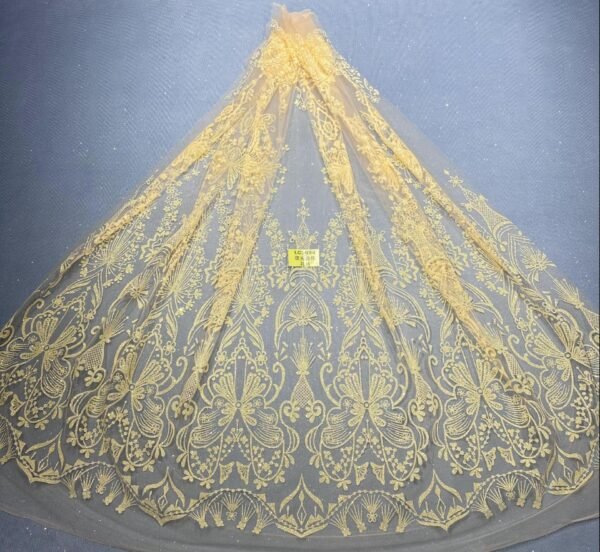 LC3634 Moonlight Floral Glitter Tulle Fabric