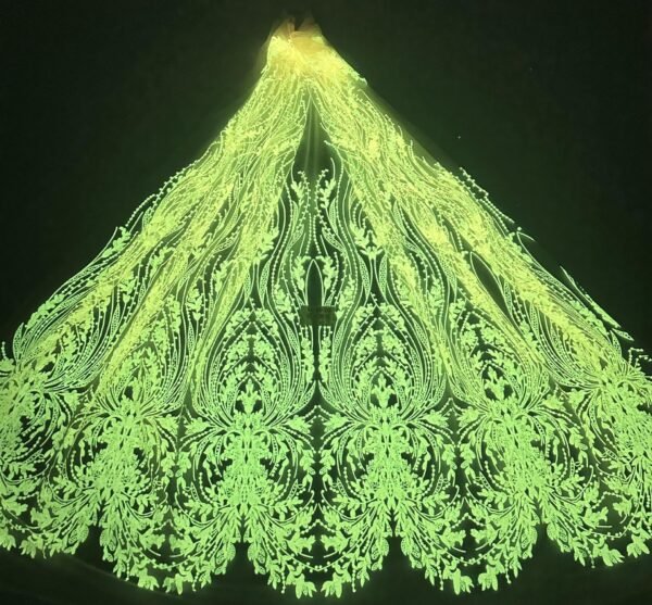 LC3636 Moonlight Floral Glitter Tulle Fabric