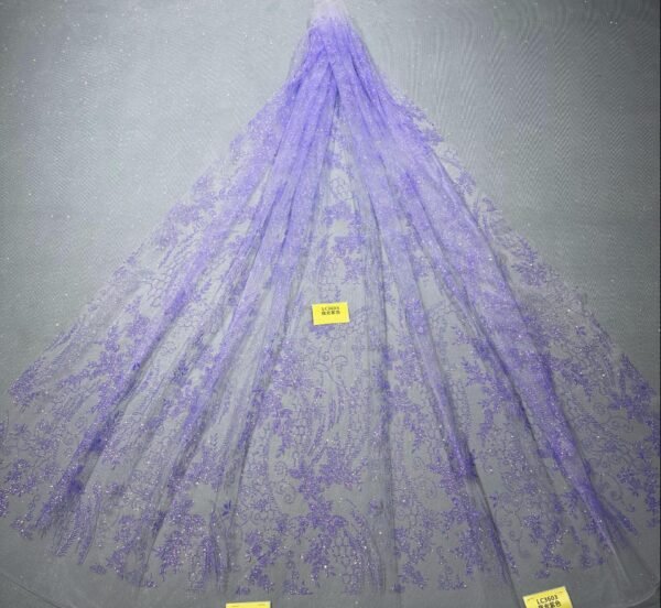 LC3603 Moonlight Floral Glitter Tulle Fabric