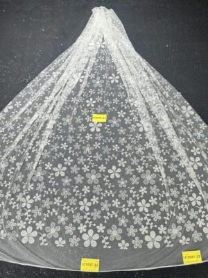 LC3597-13 Pure Silver Bridal Glitter Lace