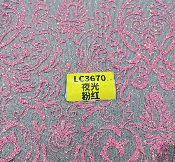 LC3670 Moonlight Floral Glitter Tulle Fabric