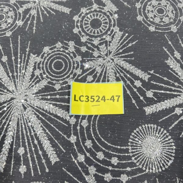 LC3524-47 Pure Silver Bridal Glitter Lace