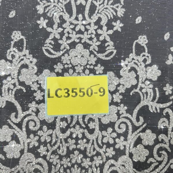 LC3550-9 Pure Silver Bridal Glitter Lace