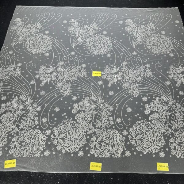 LC3599-20 Pure Silver Bridal Glitter Lace