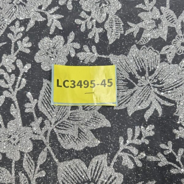 LC3495-45 Pure Silver Bridal Glitter Lace