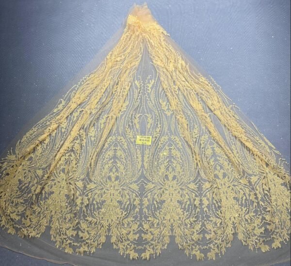 LC3636 Moonlight Floral Glitter Tulle Fabric