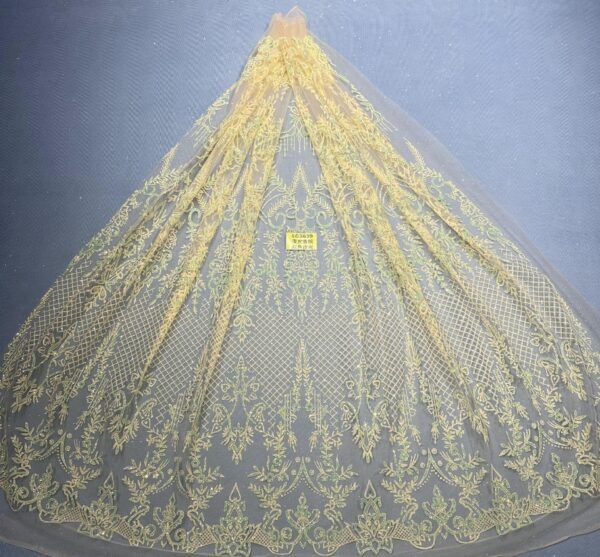 LC3639 Moonlight Floral Glitter Tulle Fabric