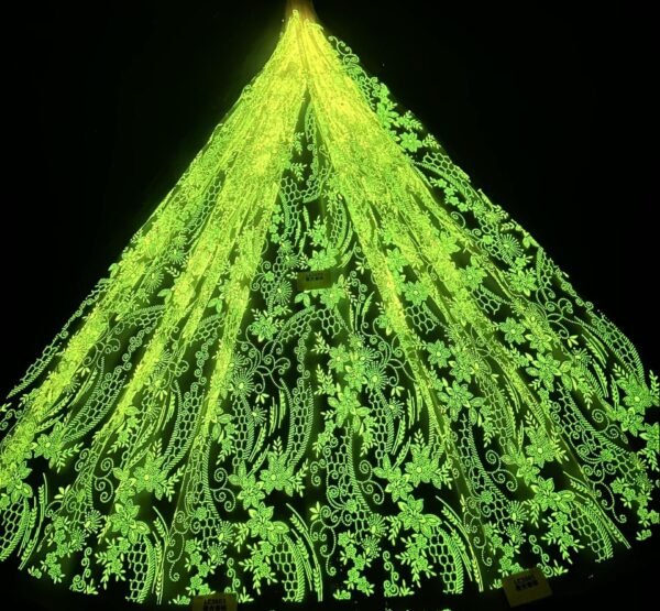 LC3603 Moonlight Floral Glitter Tulle Fabric