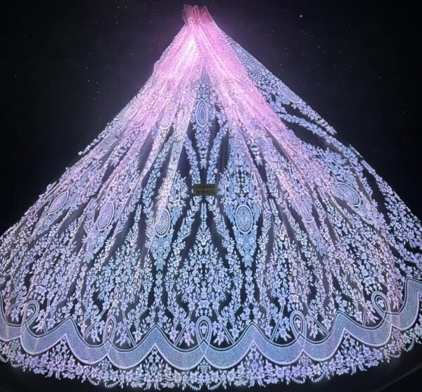 LC3563 Moonlight Floral Glitter Tulle Fabric