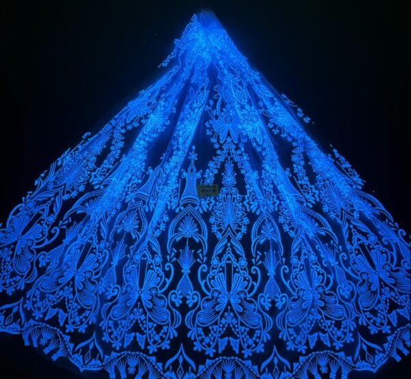 LC3634 Moonlight Floral Glitter Tulle Fabric