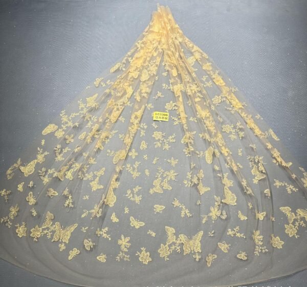 LC3306 Moonlight Floral Glitter Tulle Fabric