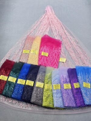 LC7673 Custom 3D Embellished Tulle Fabric