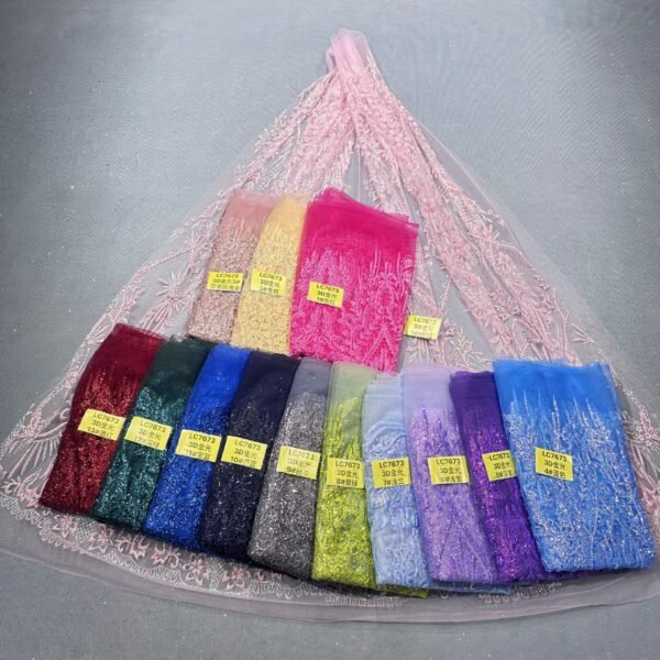 LC7673 Custom 3D Embellished Tulle Fabric
