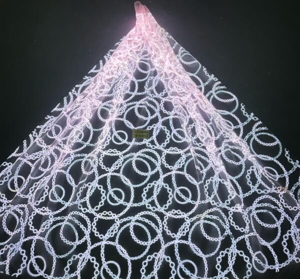 LC3596 Moonlight Floral Glitter Tulle Fabric