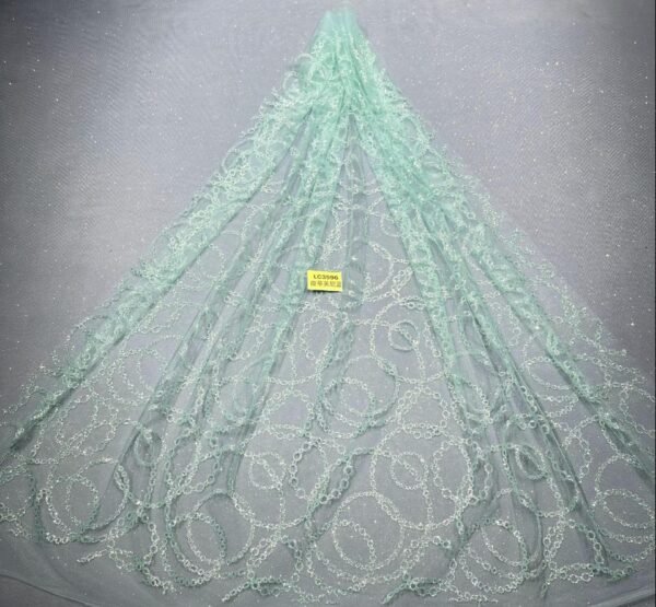 LC3596 Moonlight Floral Glitter Tulle Fabric