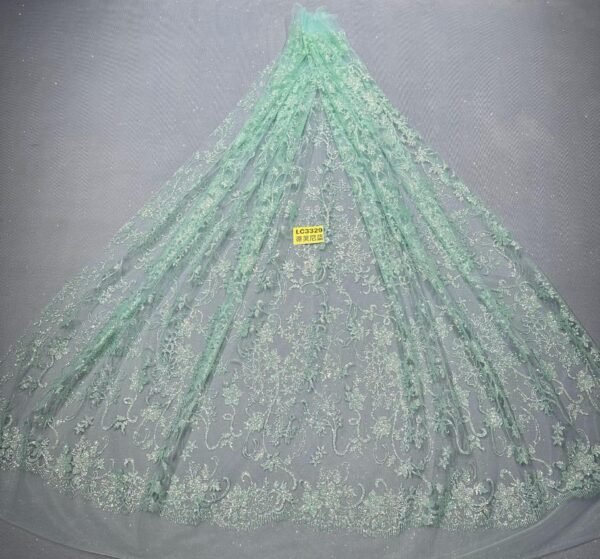 LC3329 Moonlight Floral Glitter Tulle Fabric