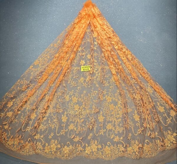 LC3329 Moonlight Floral Glitter Tulle Fabric