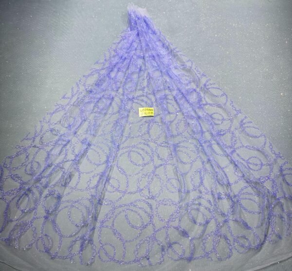 LC3596 Moonlight Floral Glitter Tulle Fabric