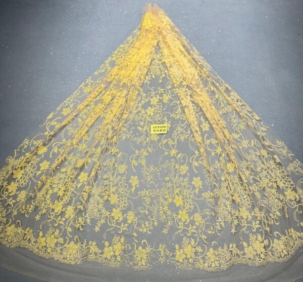 LC3329 Moonlight Floral Glitter Tulle Fabric