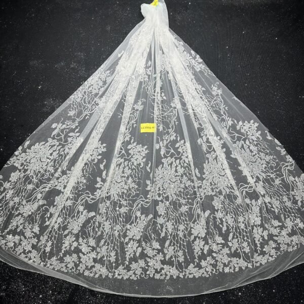 LC3506-49 Pure Silver Bridal Glitter Lace