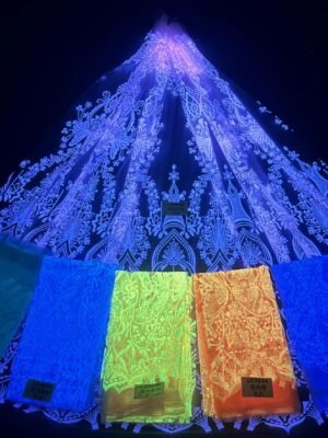 LC3634 Moonlight Floral Glitter Tulle Fabric