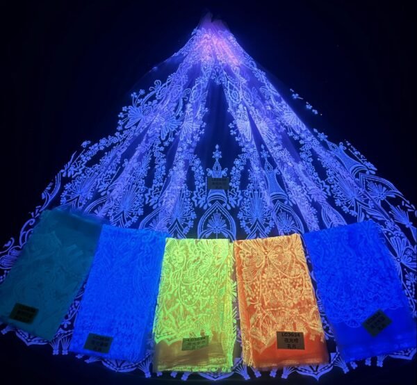 LC3634 Moonlight Floral Glitter Tulle Fabric