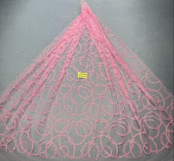 LC3596 Moonlight Floral Glitter Tulle Fabric