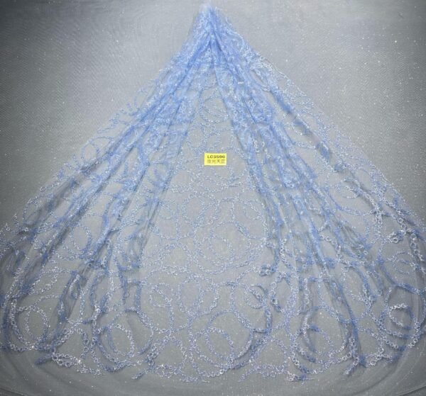 LC3596 Moonlight Floral Glitter Tulle Fabric