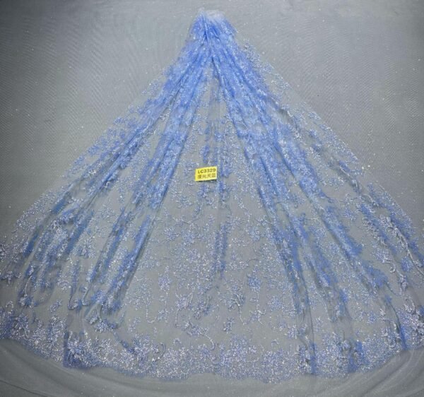 LC3329 Moonlight Floral Glitter Tulle Fabric