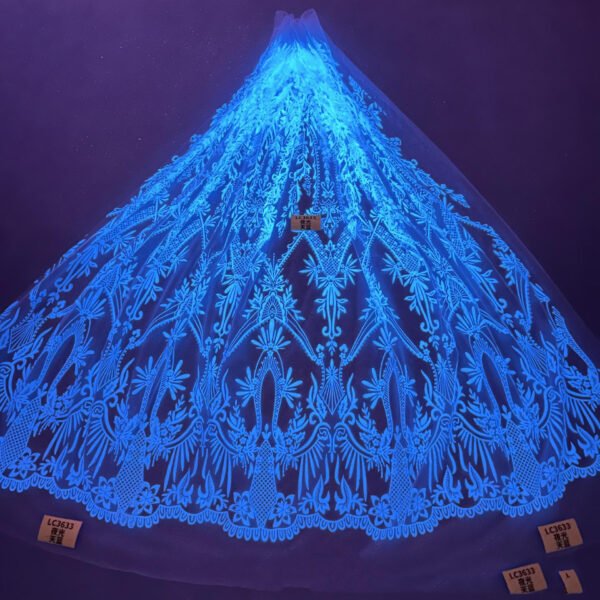 LC3633 Moonlight Floral Glitter Tulle Fabric