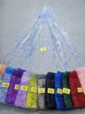 LC7637 Custom 3D Embellished Tulle Fabric