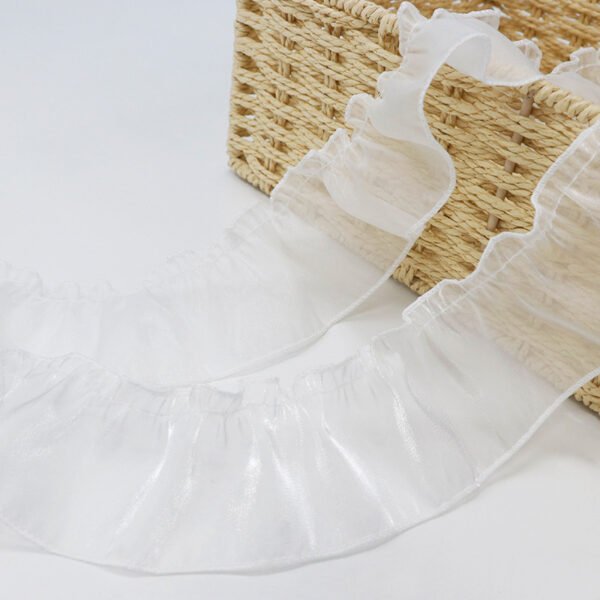 Lace Trim Double Layer Organza - Elegant Fabric