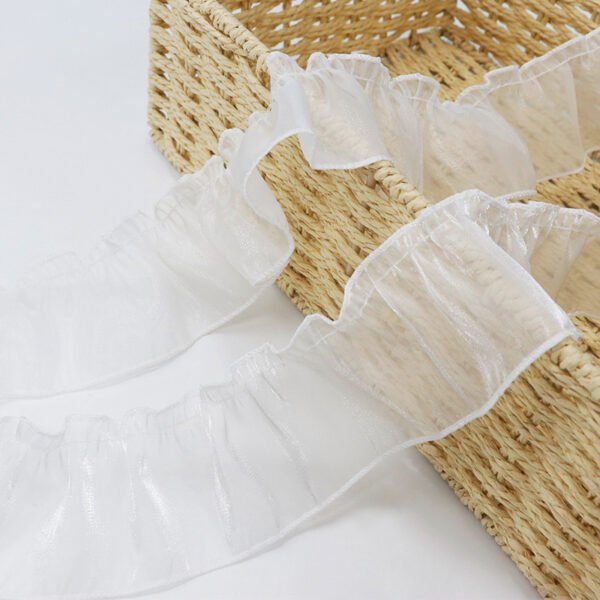 Lace Trim Double Layer Organza - Elegant Fabric