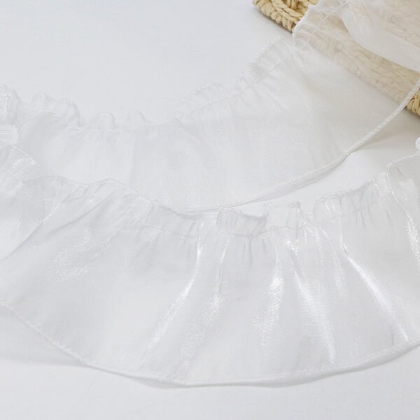 Lace Trim Double Layer Organza - Elegant Fabric