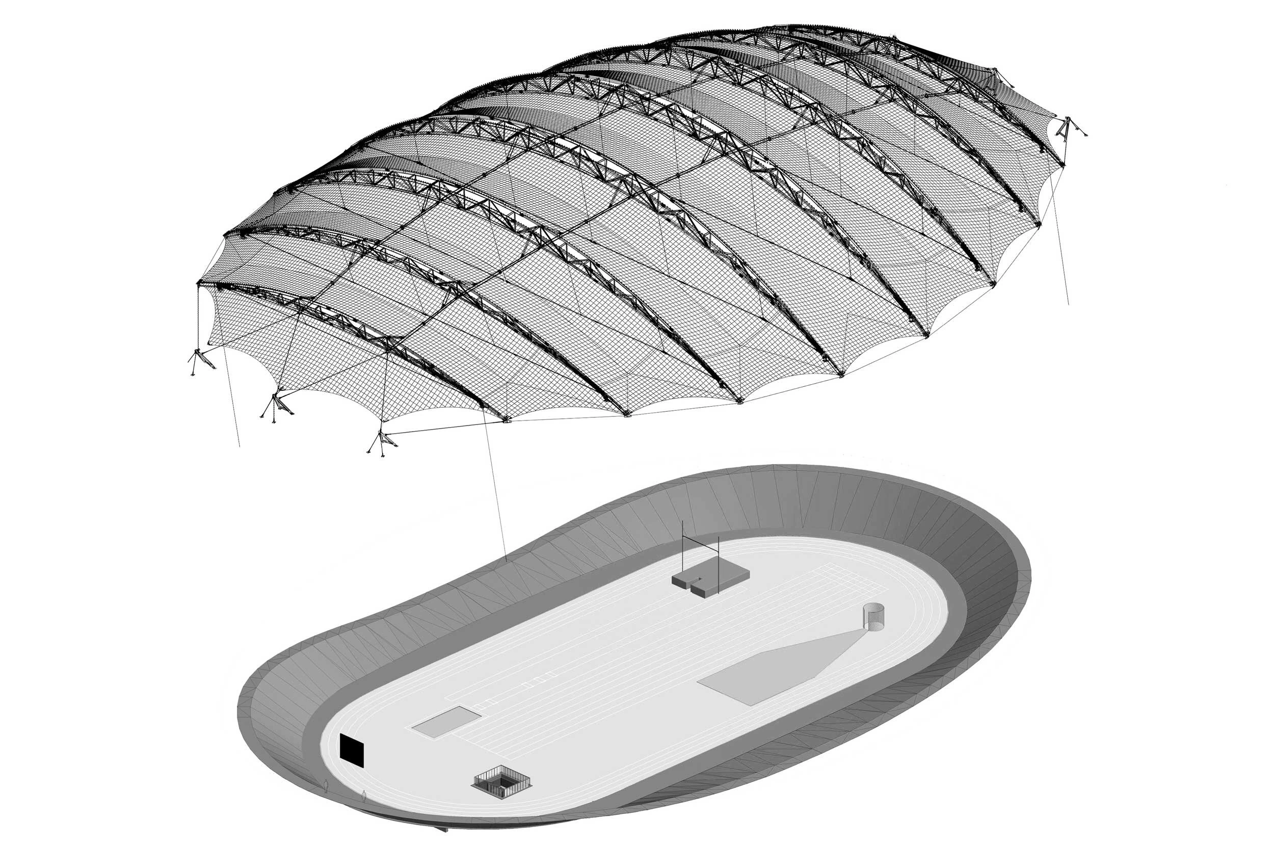 Membrane structure diagram for a sports arena