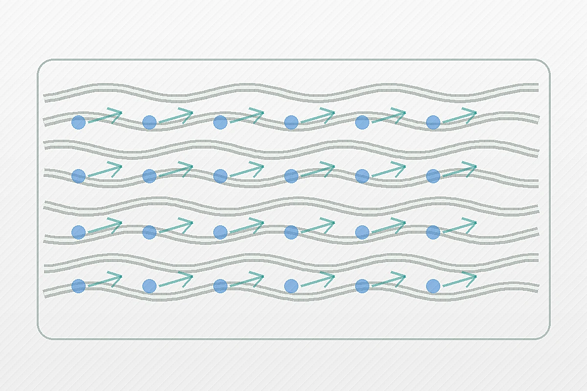 Concept image showing moisture movement along yarn channels in mesh lining fabric